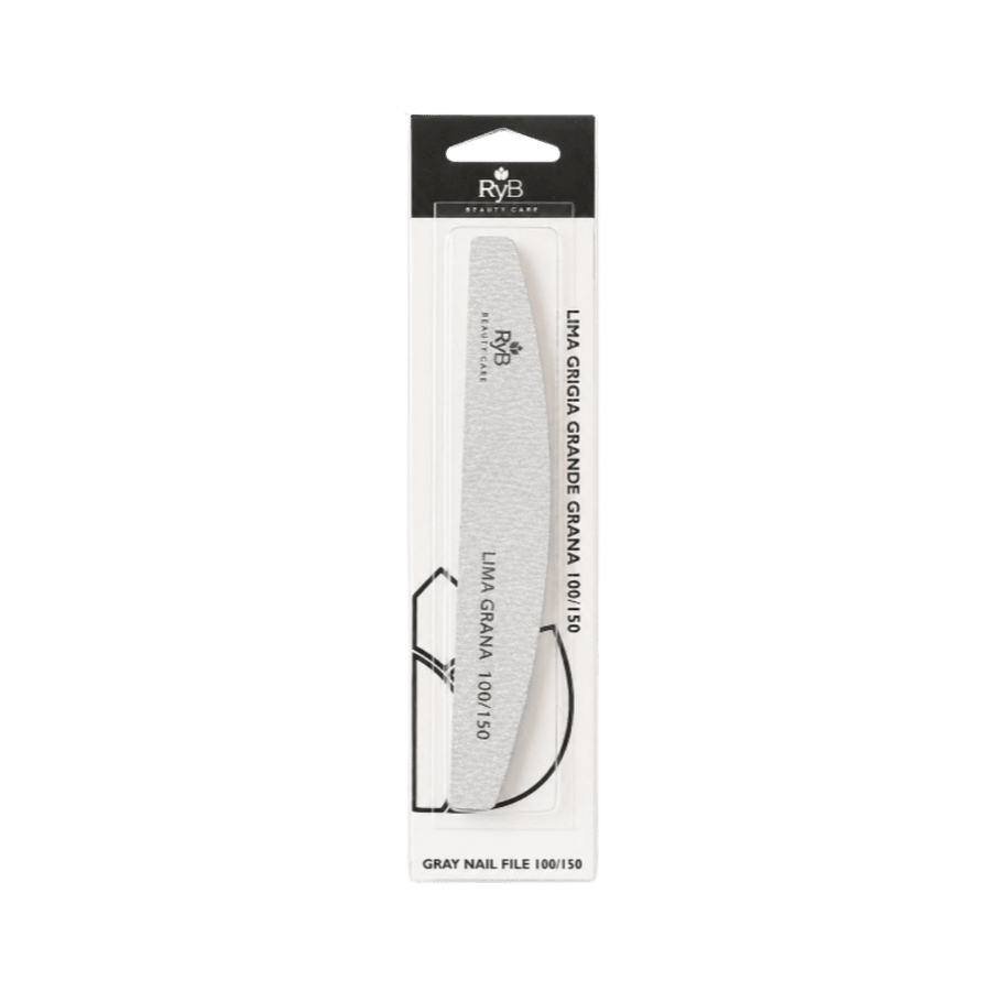 Rybella gray nail file 100/150 grit in packaging, large emery board manicure tool