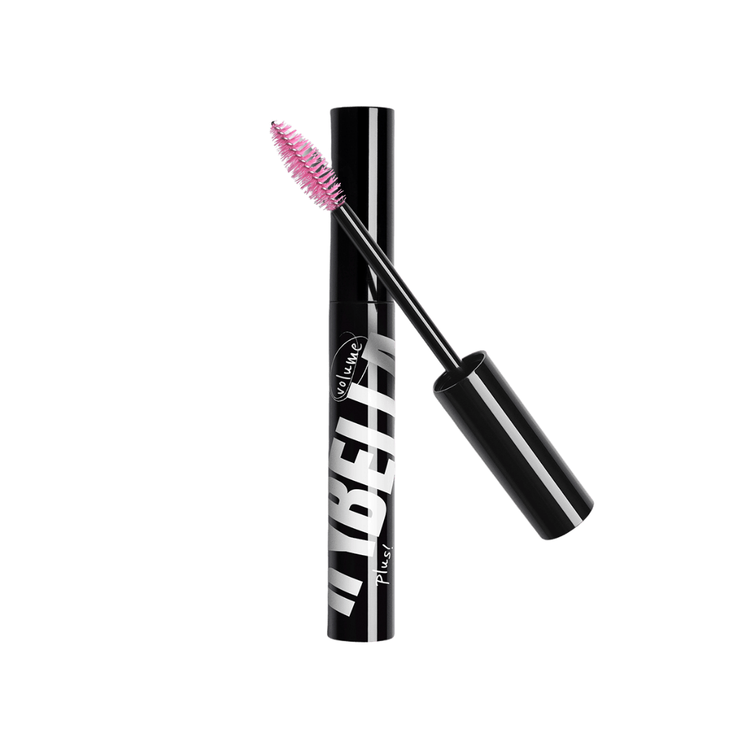 Rybella I Love It Plus mascara, black tube with pink brush applicator, volumizing formula