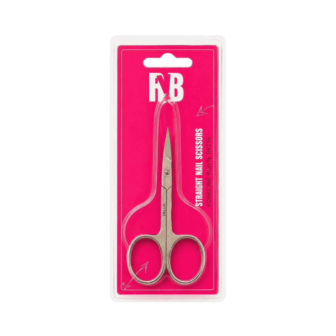 RYBELLA straight nail scissors stainless steel manicure tool packaged in plastic case beauty care accessory