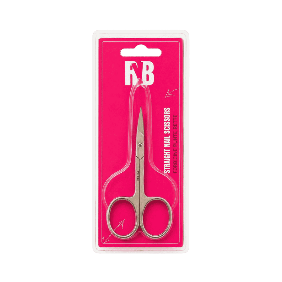RYBELLA straight nail scissors stainless steel manicure tool packaged in plastic case beauty care accessory