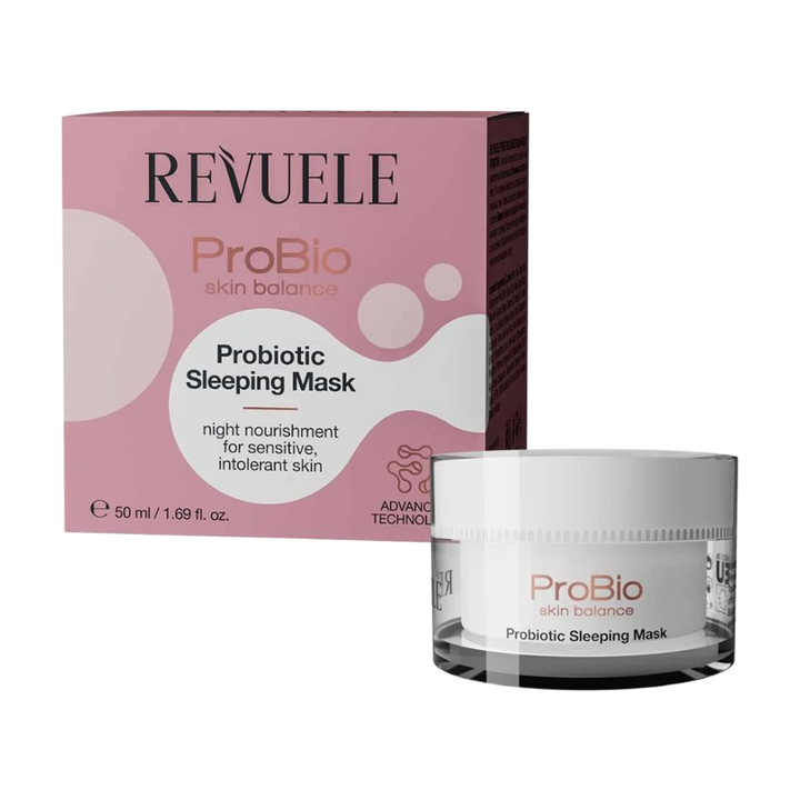 Revuele ProBio skin balance probiotic sleeping mask jar with box, night face mask for sensitive skin 50ml