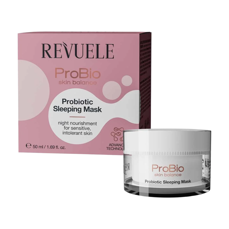 Revuele ProBio skin balance probiotic sleeping mask jar with box, night face mask for sensitive skin 50ml