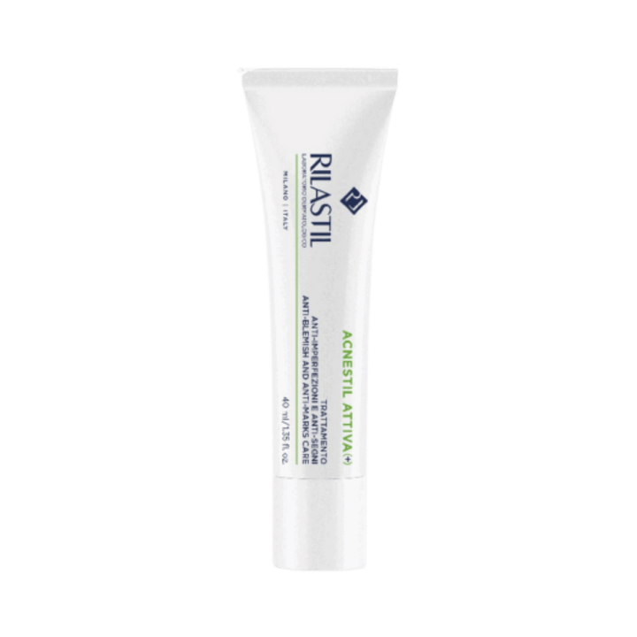 Rilastil Acnestil Attiva anti-blemish cream 40ml tube for oily acne-prone skin.