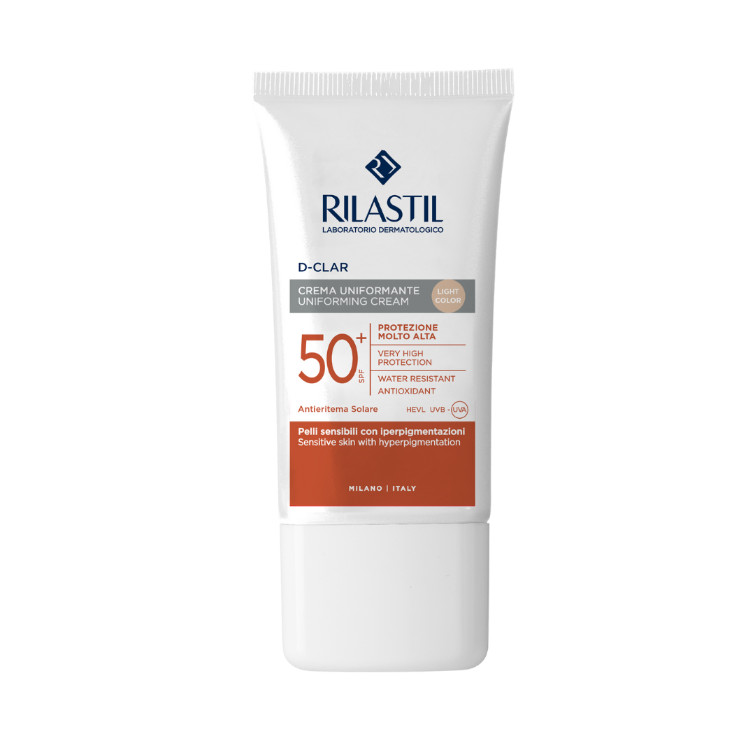 Rilastil D-Clar Uniforming Cream, 50ml, SPF 50+, for sensitive skin with hyperpigmentation, water-resistant, antioxidant.
