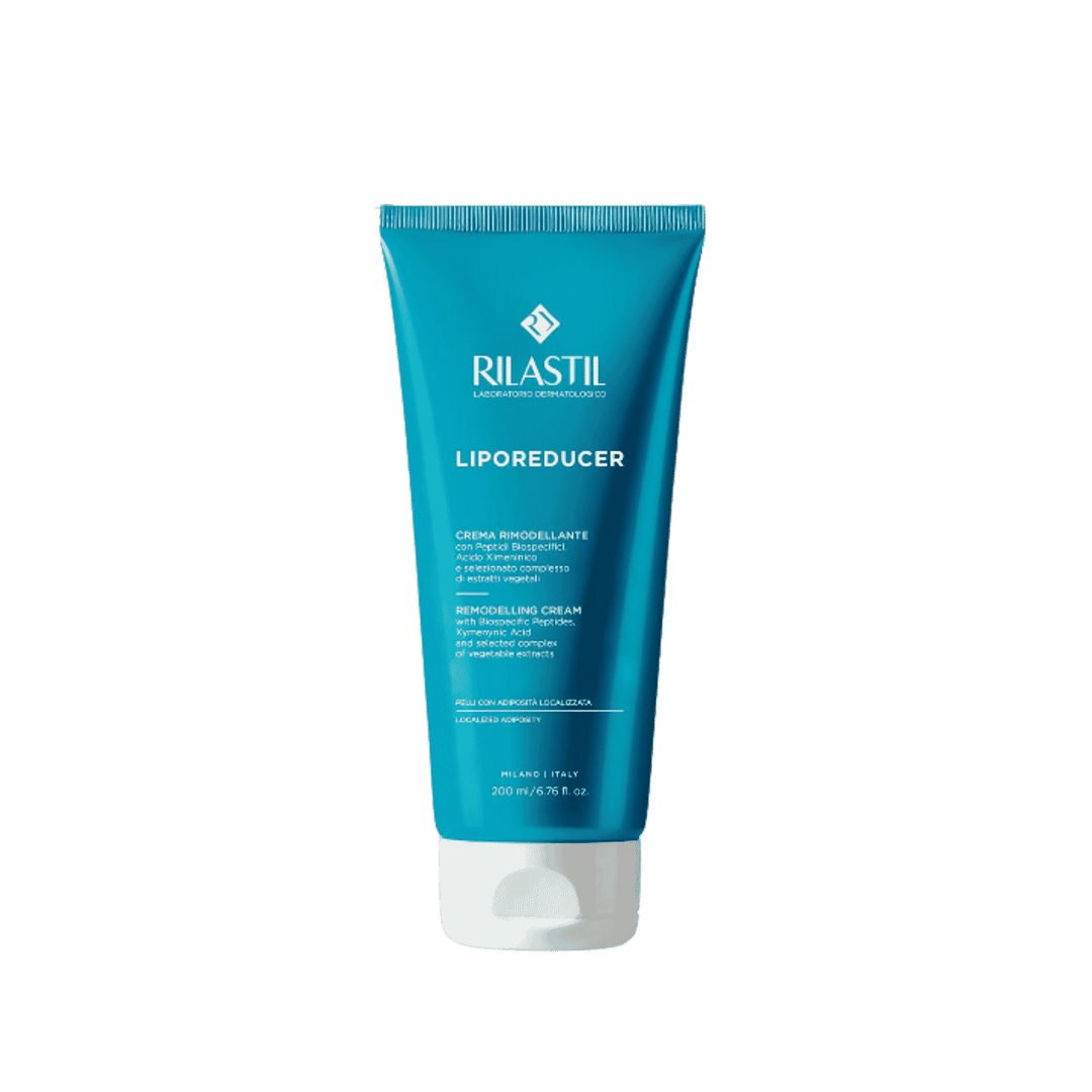 Rilastil Liporeducer remodelling cream 200 ml in teal tube with white flip cap
