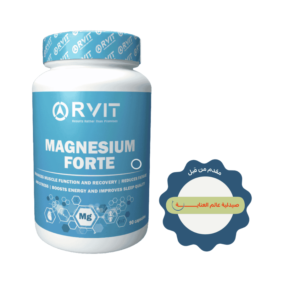 RVIT Magnesium Forte dietary supplement capsules 90 capsules white blue bottle packaging