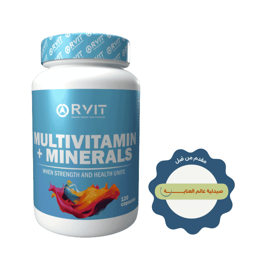 RVIT Multivitamin + Minerals dietary supplement capsules 120 capsules white blue bottle packaging