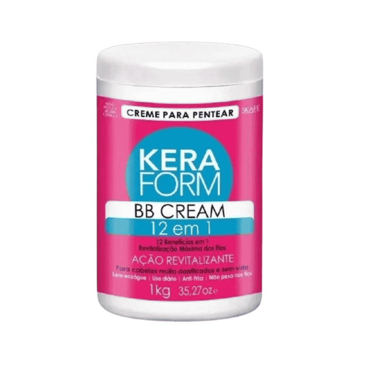 Keraform BB Cream 12 em 1 hair combing cream 1kg white jar with pink label