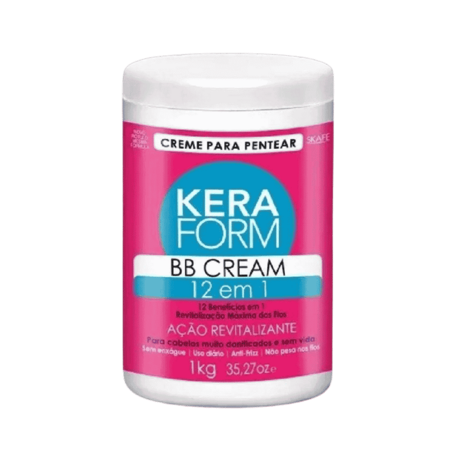 Keraform BB Cream 12 em 1 hair combing cream 1kg white jar with pink label