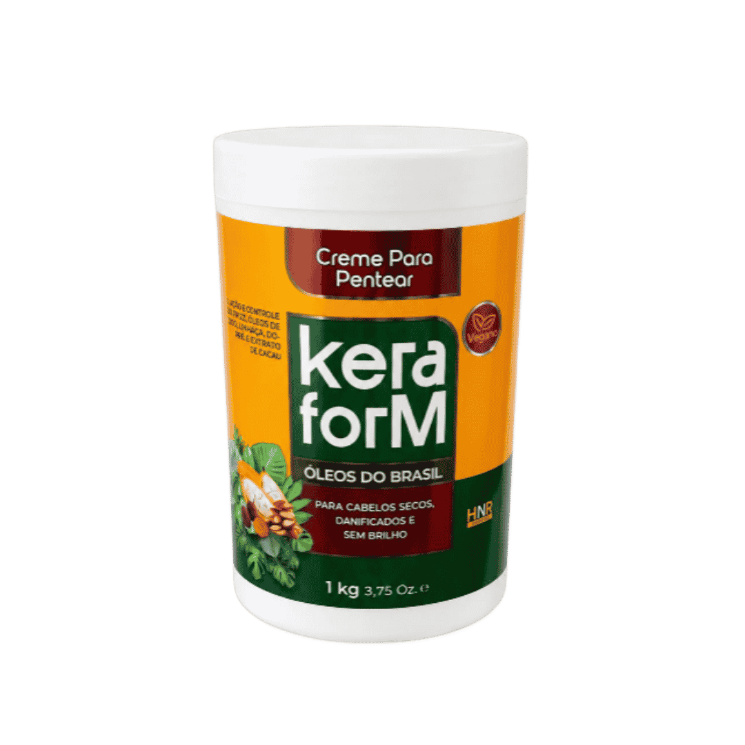 Keraform Óleos do Brasil hair combing cream 1kg white jar with orange green label