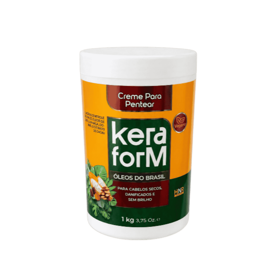 Keraform Óleos do Brasil hair combing cream 1kg white jar with orange green label