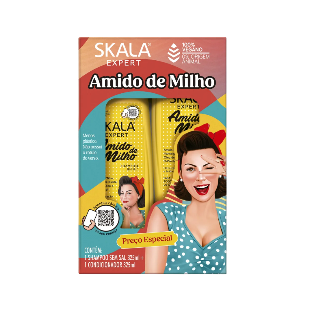 Skala Expert Amido de Milho boxed set with shampoo 325ml and conditioner 325ml, vegan
