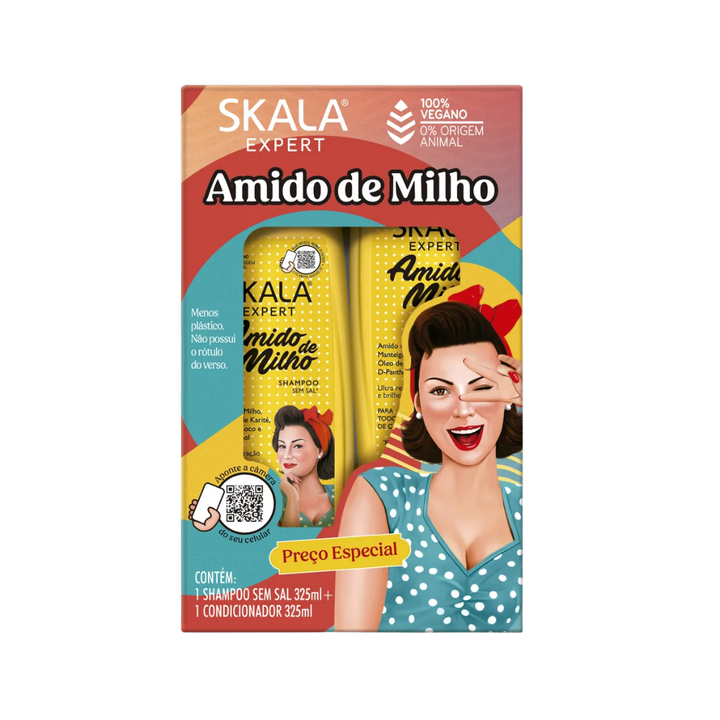 Skala Expert Amido de Milho boxed set with shampoo 325ml and conditioner 325ml, vegan
