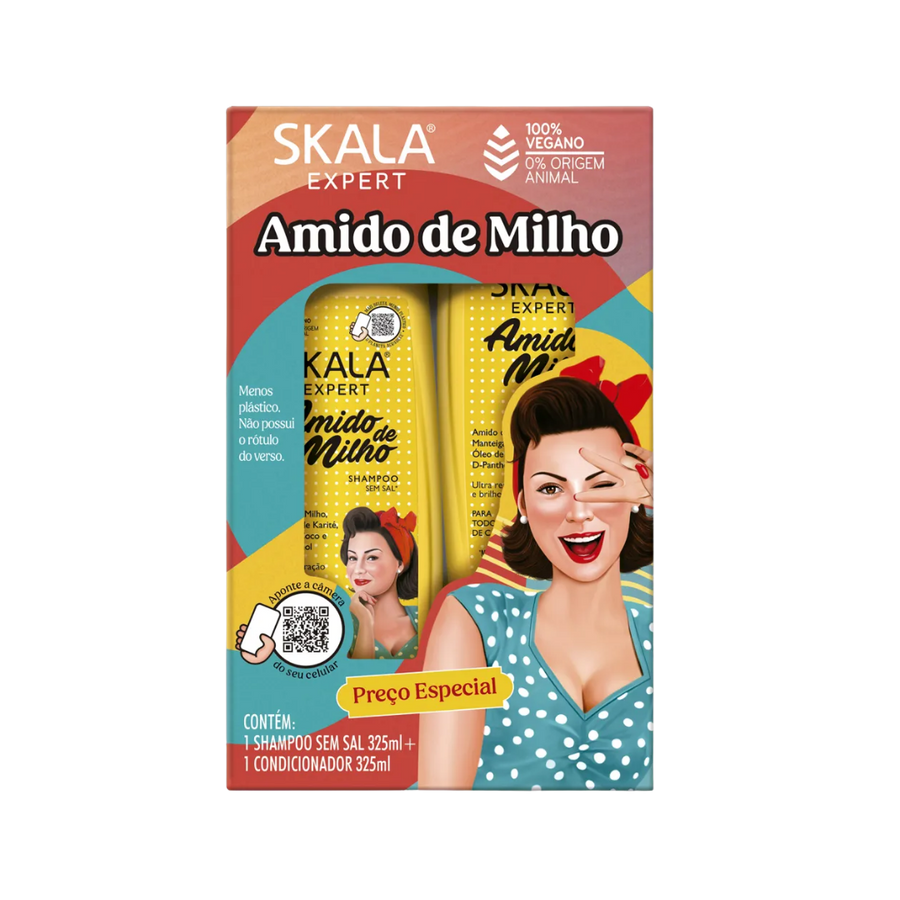 Skala Expert Amido de Milho boxed set with shampoo 325ml and conditioner 325ml, vegan

