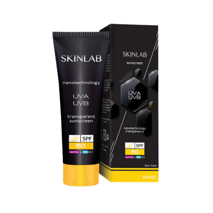 SKINLAB Sunscreen SPF 60, transparent sunscreen, 100ml, for normal and dry skin, UVA/UVB protection, nanotechnology.
