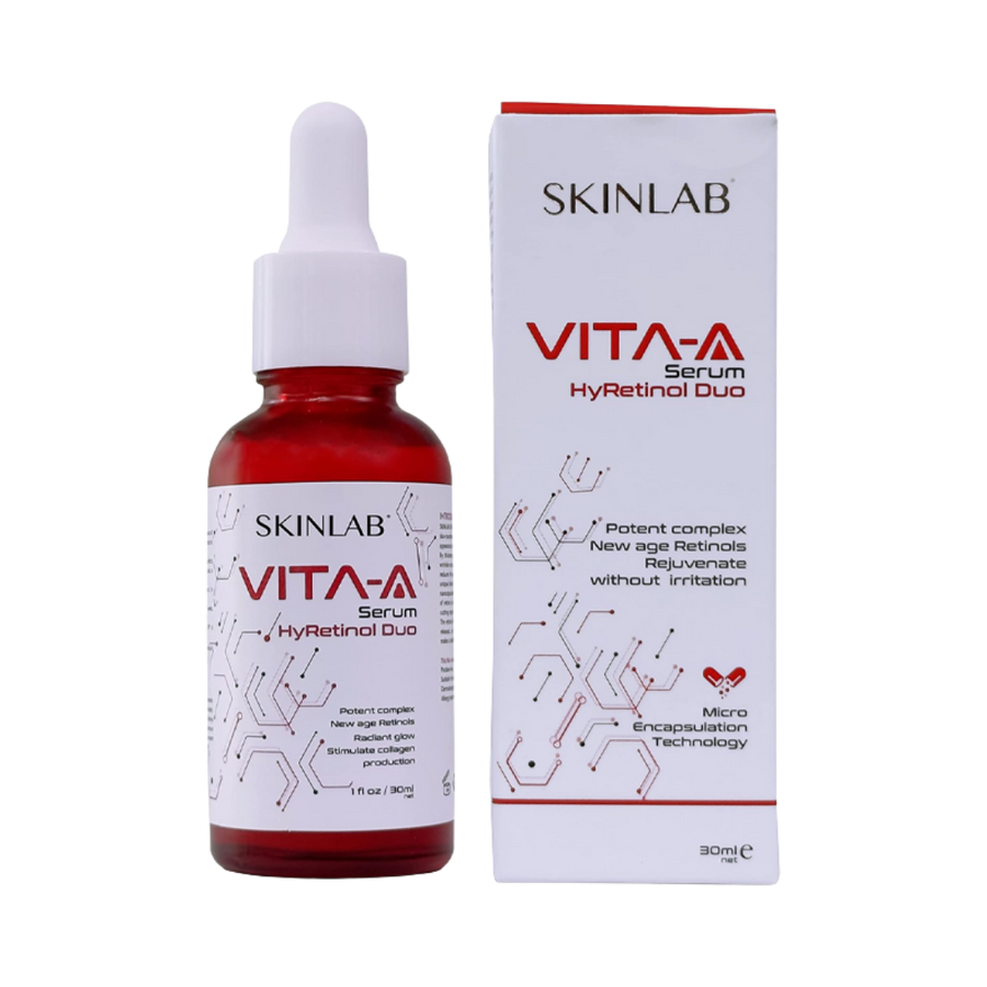 SKINLAB VITA-A HyRetinol Duo serum red glass dropper bottle with white cap and matching 30ml box