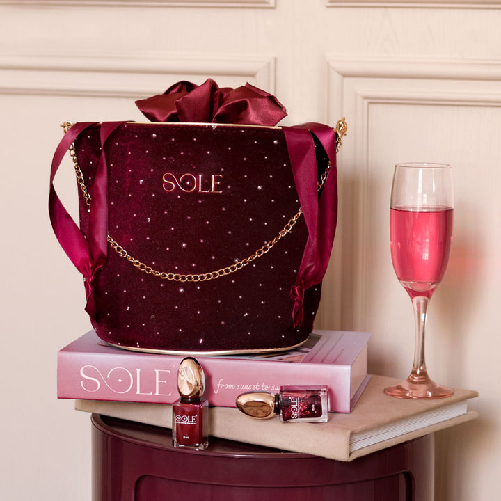 SOLE Elegant bag | سول حقيبة مخملية حمراء
