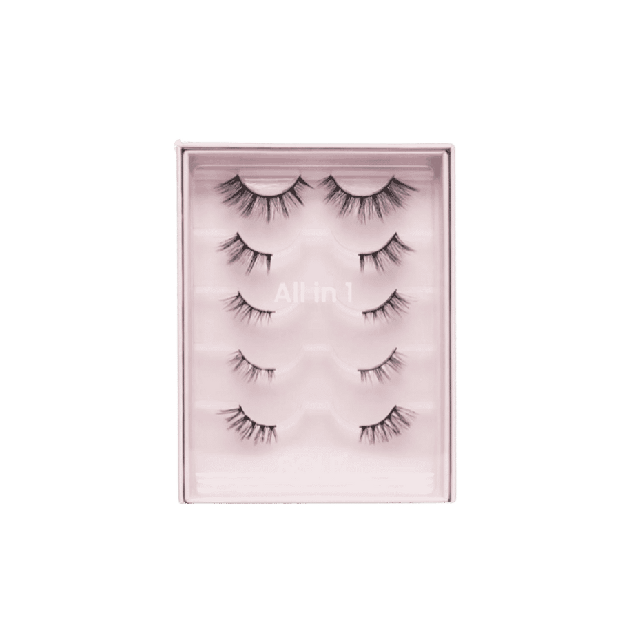 Sole All in 1 false eyelashes set in pink box with five pairs