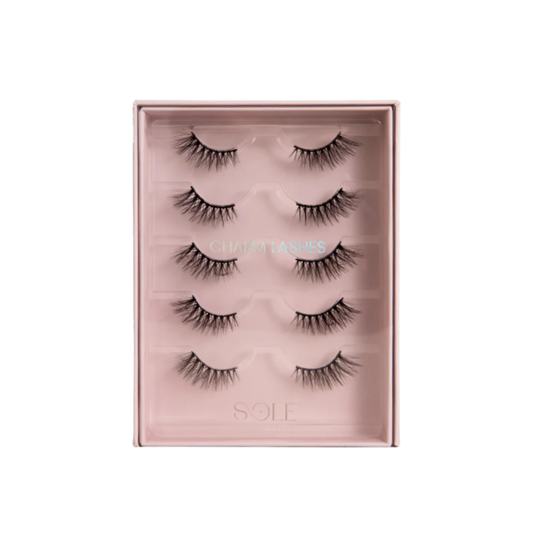 SOLE Charm Lashes false eyelashes 5 pairs set pink packaging