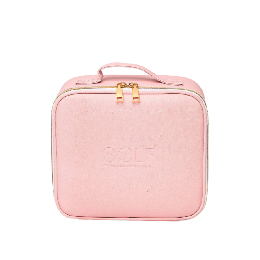 SOLE makeup travel cosmetic bag pink zippered pouch with handle