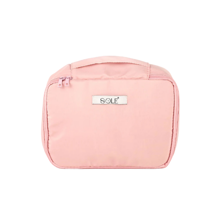 SOLE makeup travel cosmetic bag pink zippered pouch with handle