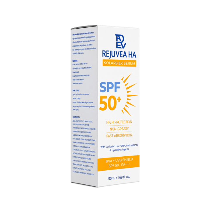 REJUVEA HA Solarsilk Serum Spf 50+ - 50ml | ريجوفيا إتش إيه سيروم  الواقي من الشمس SPF 50+ - 50 مل