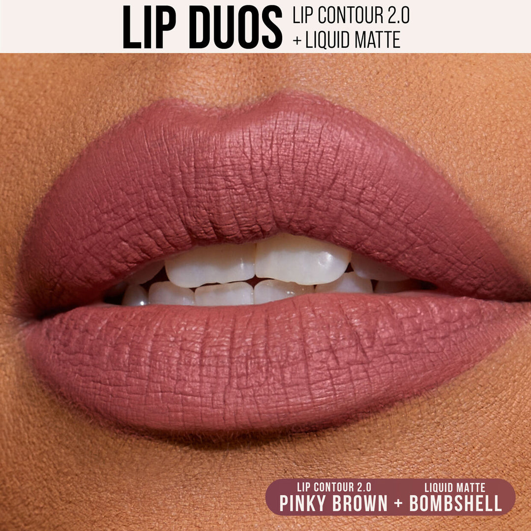 Beauty Bombshell Lip Duo Lip Set Lip Contour Liquid Matt Lipstick - 0.5gx4.2ml | هدى بيوتي مجموعة الشفاه Bombshell – إطلالة شفاه ممتلئة وماتية بأسلوب أيقوني