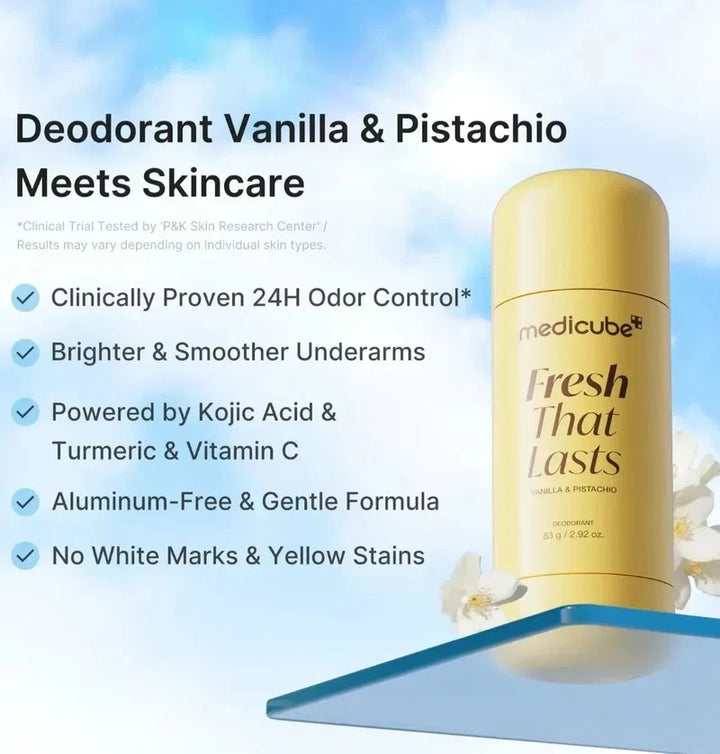 Medicube Deodorant Fresh that Lasts Vanilla & Pistachio - 83g | ميدي كيوب مزيل عرق بالفانيلا والفستق- 83غ