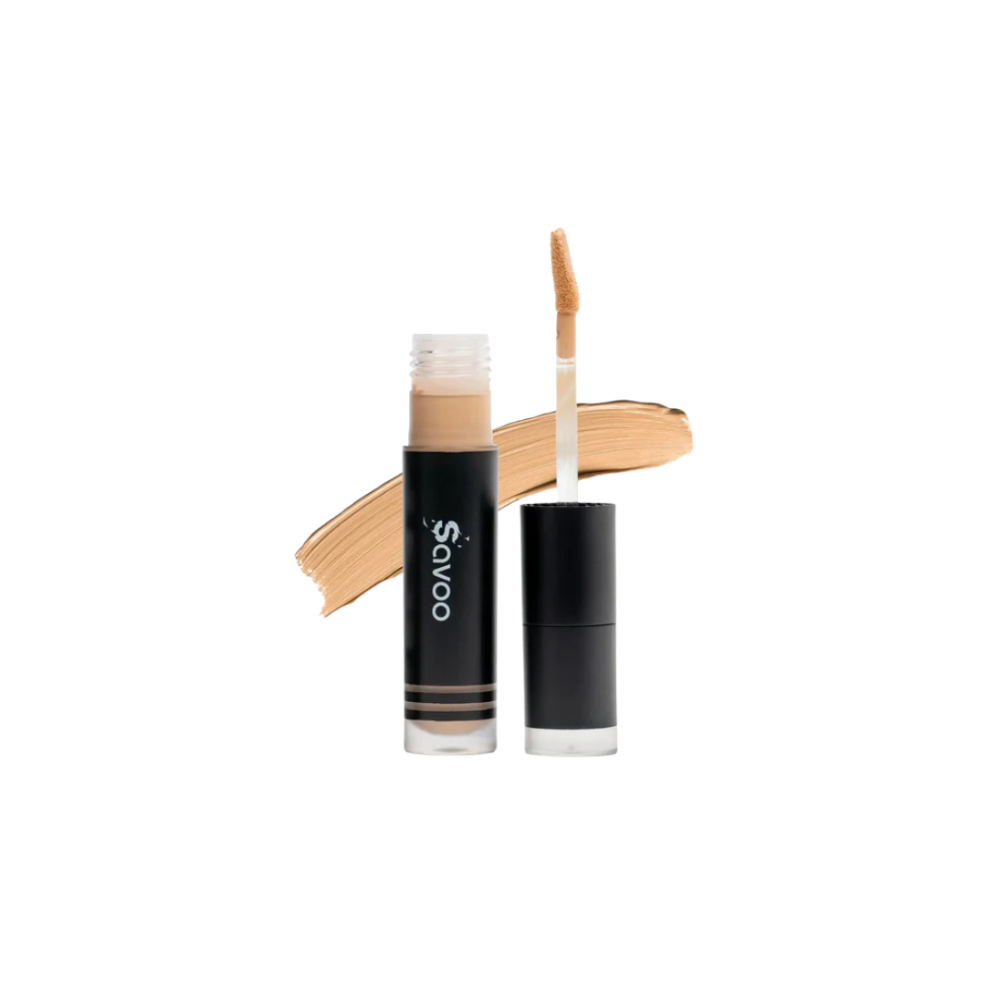 Savoo liquid concealer with doe-foot applicator, beige shade tube and black cap