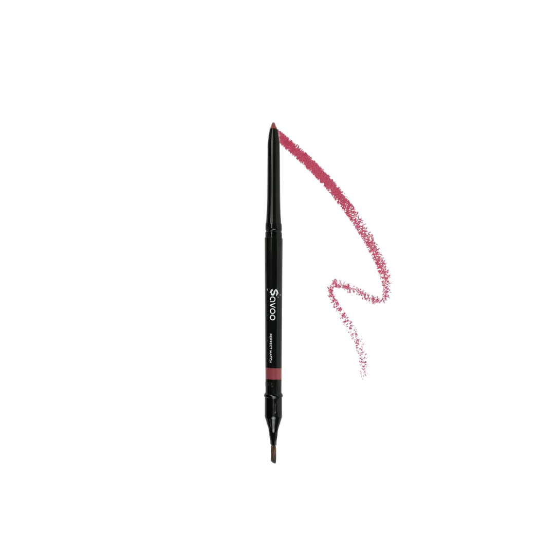 Savoo Perfect Match double-ended lip liner pencil with brush tip and pink shade swatch