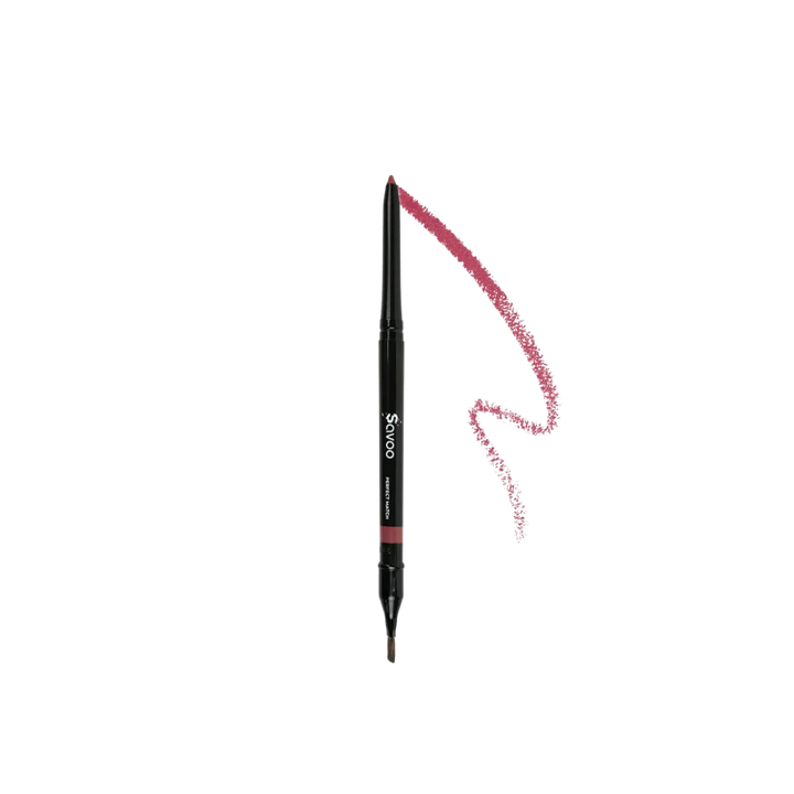 Savoo Perfect Match double-ended lip liner pencil with brush tip and pink shade swatch