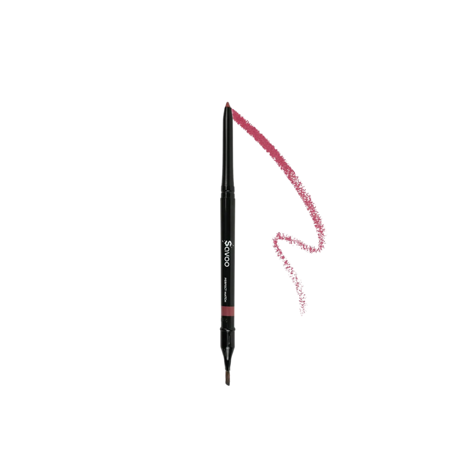 Savoo Perfect Match double-ended lip liner pencil with brush tip and pink shade swatch