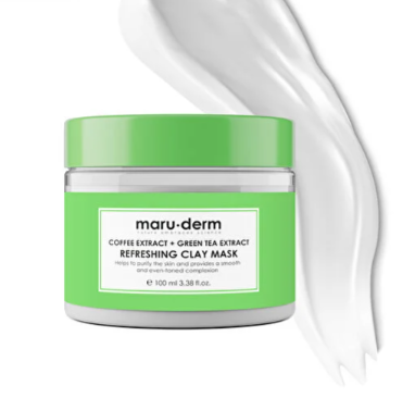 maru.derm Coffee and Green Tea Extract Refreshing Clay Mask - 100ml | مارو.ديرم ماسك الوجه بالشاي الأخضر و القهوة - 100 مل