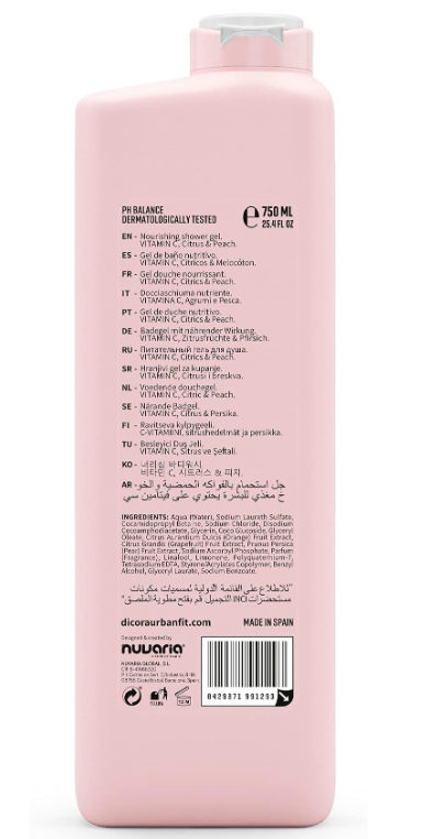 Dicora Urban Fit Shower Gel + Vitamin C Citrics & Peach - 750ml | ديكورا سائل استحمام بالفيتامين سي و الخوخ والمشمش - 750 مل