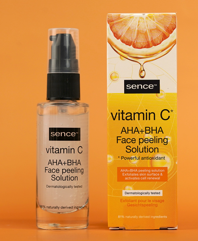 Sence Beauty Vitamin C Aha + Bha Face Peeling Solution - 30ml | سينس بيوتي سيروم فيتامين سي + أحماض - 30 مل