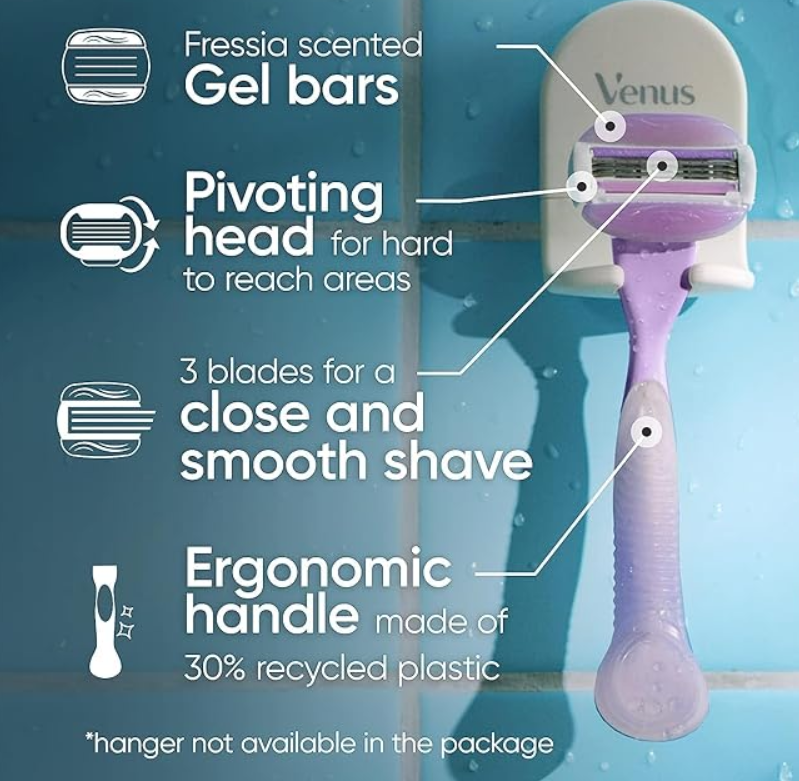 Gillette Venus ComfortGlide Breeze Handle Women’s Razor – 1 Handle + 2 Refills | جيليت شفرة فينوس للنساء مع رأسين