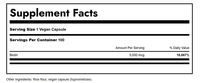 Swanson Biotin Nourishes Hair, Skin and Nails 5000 mcg - 100 Capsule |سوانسون بيوتين يغذي الشعر والبشرة والأظافر 5000 ميكروغرام - 100 كبسولة