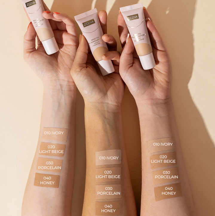 ZEENA Matte Foundation High Coverage - 25ml | زينة كريم أساس مات بتغطية عالية - 25 مل