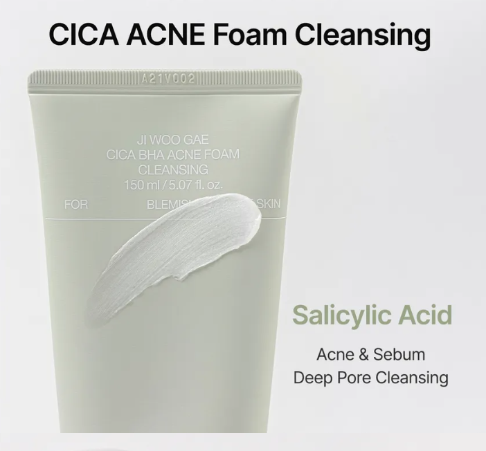 celimax Ji Woo Gae Cica BHA Acne Foam Cleansing - 150ml | سيليماكس غسول رغوي للبشرة المعرضة لحب الشباب بأحماض ال BHA - 150 مل