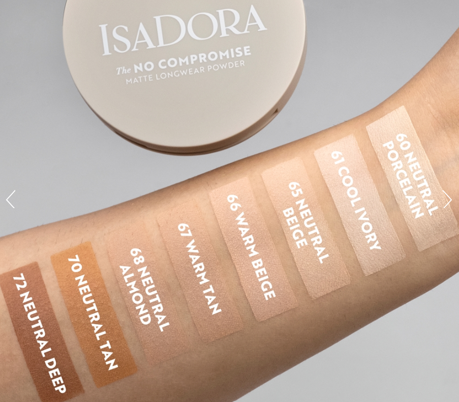 Isadora The No Compromise Matte Longwear Powder - 8g | ايزادورا بودرة مضغوطة بلمسة مطفية و تغطية عالية - 8 غرام