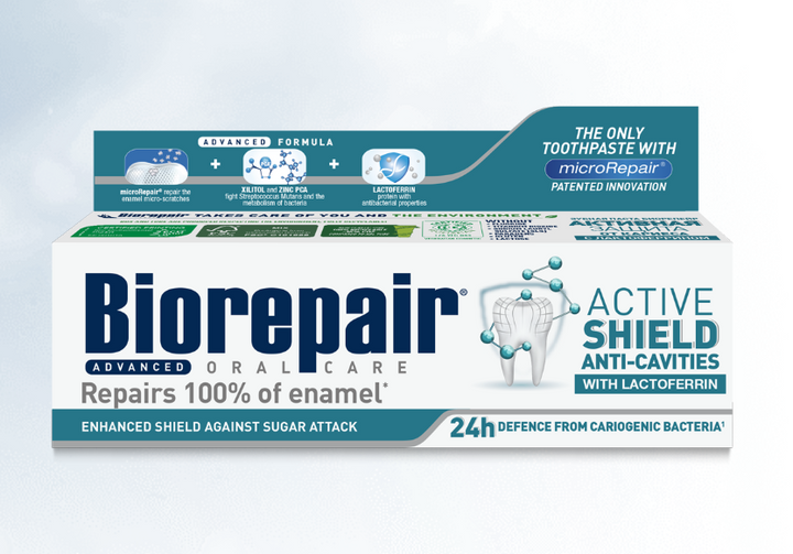 Biorepair Active Shield Anti-Cavities - 75ml | بايوريبير معجون أسنان ضد البلاك و البكتيريا - 75 مل