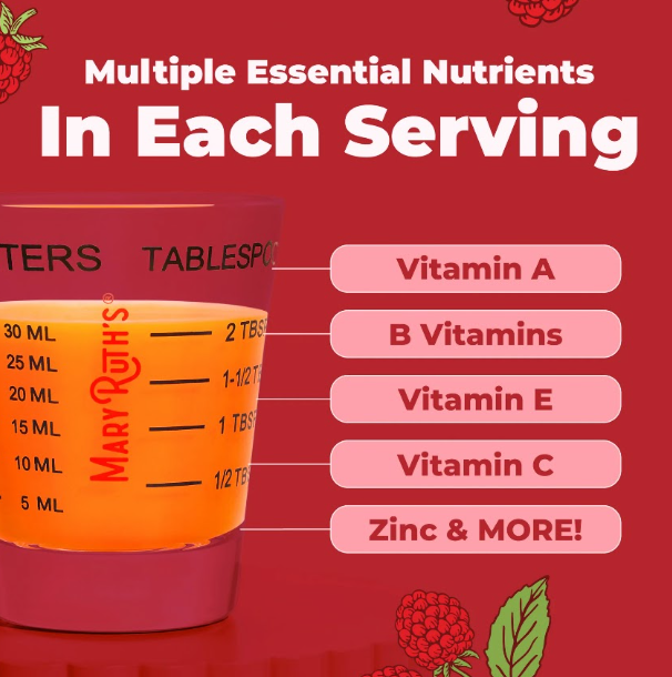 MARY RUTHS Liquid Morning Multivitamin Raspberry Flavored - 450ml | ماري روث مالتي فيتامين صباحي سائل بنكهة التوت - 450 مل