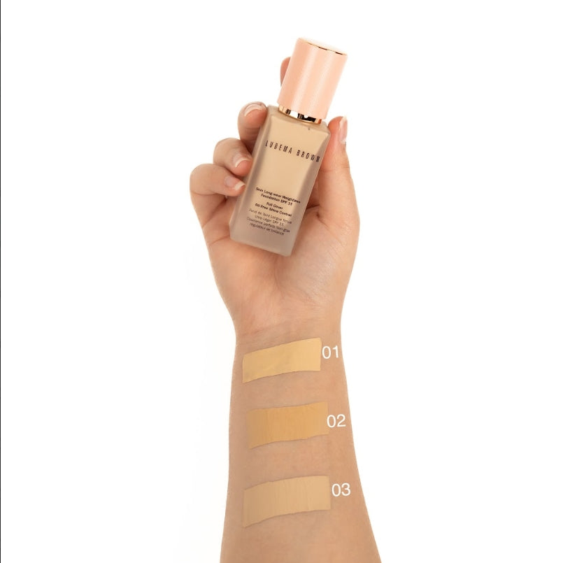 LUDEMA BROWN Foundation Skin Long Wear Weightless Spf 15 Full Cover Oil Free Shine Control - 30ml | لوديما براون كريم اساس خفيف الوزن خالي من الزيوت - 30 مل
