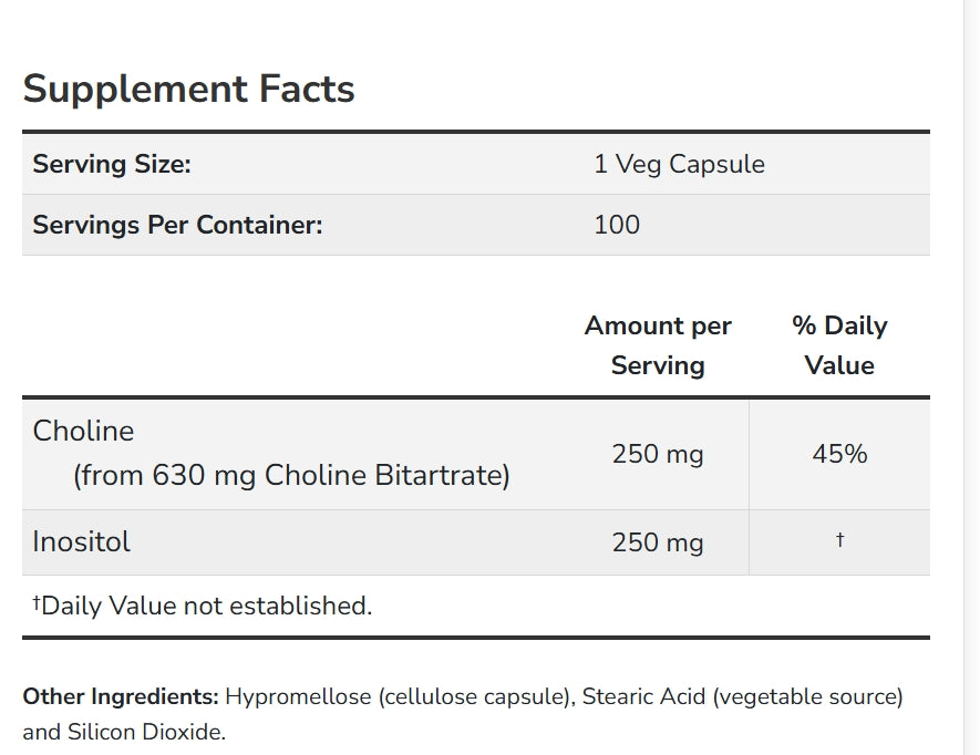 now Choline & Inositol - 100 Capsules | ناو كولين وإنوزيتول – 100 كبسولة