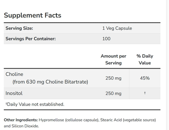 now Choline & Inositol - 100 Capsules | ناو كولين وإنوزيتول – 100 كبسولة