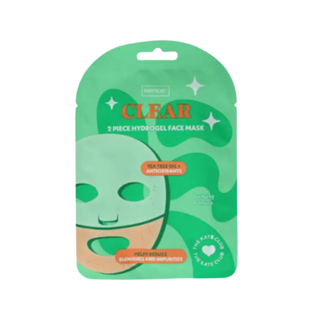 Sence Clear hydrogel face mask with green packaging, tea tree oil formula, and 2 piece mask set, 33ml