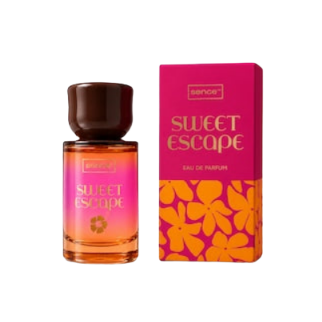 Sence Beauty Sweet Escape Eau de Parfum perfume 30ml orange and pink bottle with matching floral box packaging