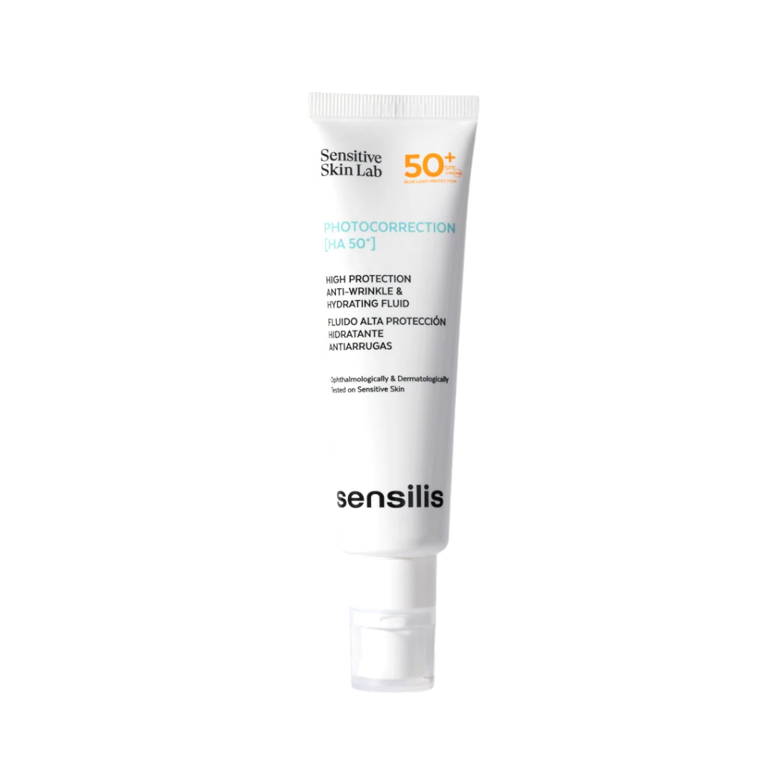 Sensilis Photocorrection Ha 50+ Moisturizing and Anti-wrinkle Tinted Fluid SPF 50+ - 50ml | سينسيليس واقي شمسي سائل مرطب مع لون للبشرة للبشرة التي تعاني من التجاعيد - 50 مل