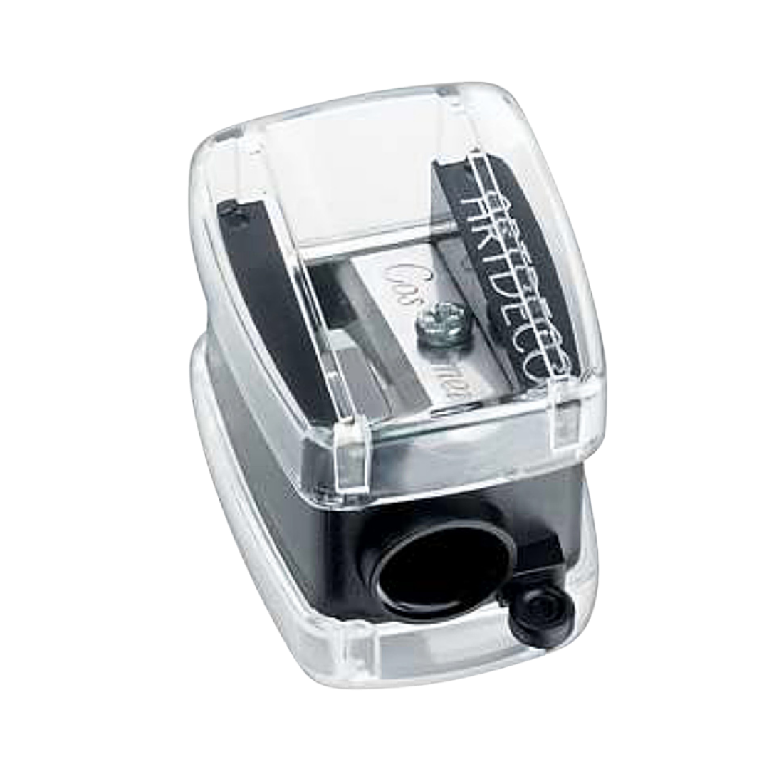 ARTDECO pencil sharpener with a transparent cover, designed for smaller pencils, featuring a single hole.