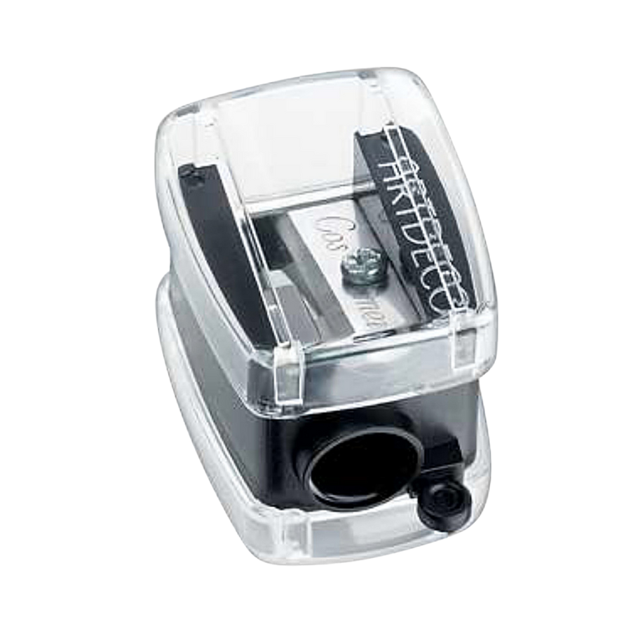 ARTDECO pencil sharpener with a transparent cover, designed for smaller pencils, featuring a single hole.